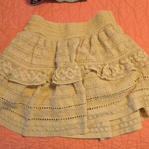Aerie Beige Lace Mini Skirt